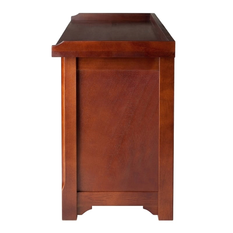 Pemberly Row Transitional Solid Wood Storage Bench in Antique Walnut