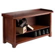 Pemberly Row Transitional Solid Wood Storage Bench in Antique Walnut