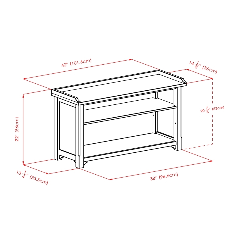 Pemberly Row Solid Wood Storage Bench with 3 Foldable Baskets in Walnut/Beige