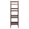 Pemberly Row 4-Tier Folding Transitional Solid Wood Book Shelf in Antique Walnut