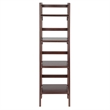Pemberly Row 4-Tier Folding Transitional Solid Wood Book Shelf in Antique Walnut