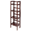 Pemberly Row 4-Tier Folding Transitional Solid Wood Book Shelf in Antique Walnut