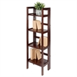 Pemberly Row 4-Tier Folding Transitional Solid Wood Book Shelf in Antique Walnut