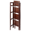 Pemberly Row 4-Tier Folding Transitional Solid Wood Book Shelf in Antique Walnut