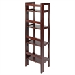Pemberly Row 4-Tier Folding Transitional Solid Wood Book Shelf in Antique Walnut