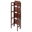 Pemberly Row 4-Tier Folding Transitional Solid Wood Book Shelf in Antique Walnut