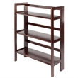 Pemberly Row 3-Tier Folding Transitional Solid Wood Book Shelf in Antique Walnut
