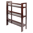 Pemberly Row 3-Tier Folding Transitional Solid Wood Book Shelf in Antique Walnut