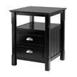Pemberly Row Transitional Solid Wood Nightstand with 2-Drawer in Black