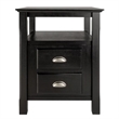 Pemberly Row Transitional Solid Wood Nightstand with 2-Drawer in Black