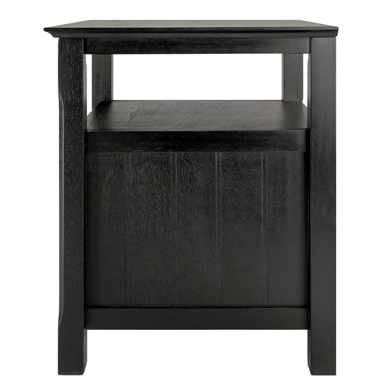 Pemberly Row Transitional Solid Wood Nightstand with 2-Drawer in Black