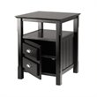 Pemberly Row Transitional Solid Wood Nightstand with 2-Drawer in Black