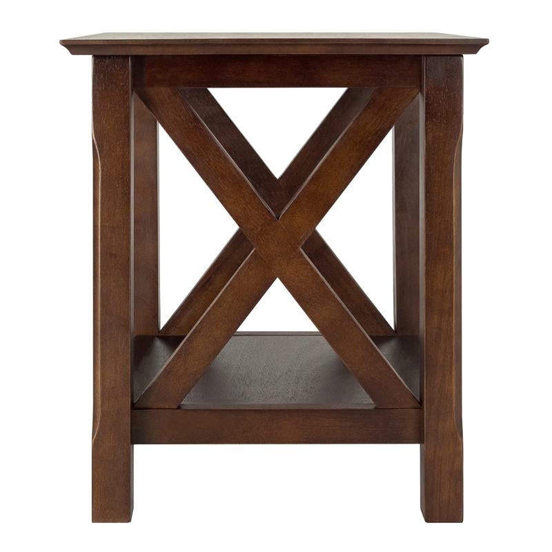 Pemberly Row Transitional Solid Wood End Table in Cappuccino