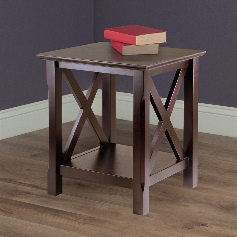 Pemberly Row Transitional Solid Wood End Table in Cappuccino
