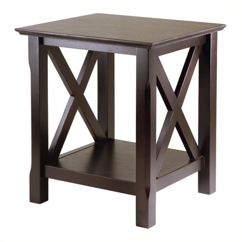 Pemberly Row Transitional Solid Wood End Table in Cappuccino