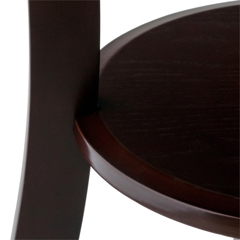 Pemberly Row Round Traditional Solid Wood Accent End Table in Cappuccino