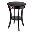 Pemberly Row Round Traditional Solid Wood Accent End Table in Cappuccino