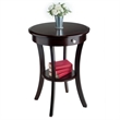 Pemberly Row Round Traditional Solid Wood Accent End Table in Cappuccino