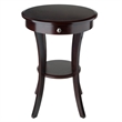 Pemberly Row Round Traditional Solid Wood Accent End Table in Cappuccino