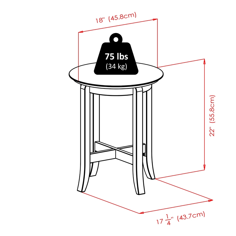 Pemberly Row Transitional Solid Wood End Table in Dark Espresso