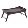 Pemberly Row Transitional Solid Wood Bed Tray w/ Foldable Legs in Dark Espresso