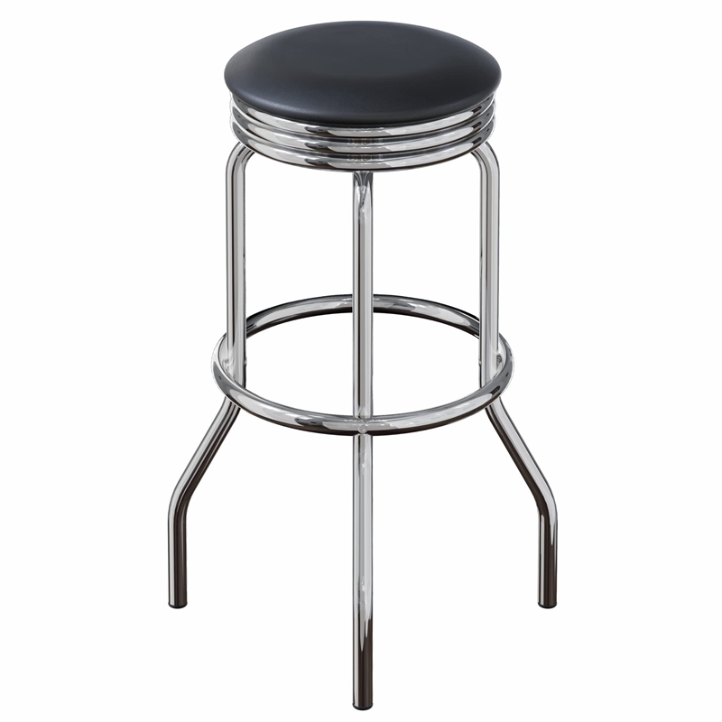 Pemberly Row 3-Piece Round Wood/Metal Pub Set in Black/Chrome