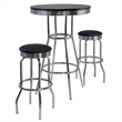 Pemberly Row 3-Piece Round Wood/Metal Pub Set in Black/Chrome