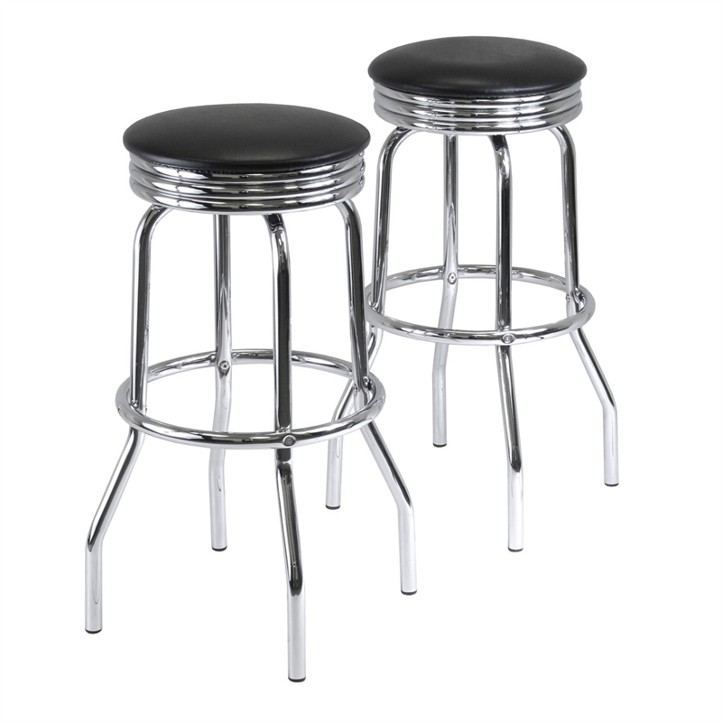 Pemberly Row 3-Piece Round Wood/Metal Pub Set in Black/Chrome