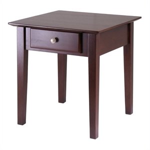 Pemberly Row Transitional Solid Wood End Table with 1 Drawer in Antique Walnut