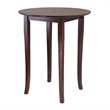 Pemberly Row Round Solid Wood Pub Table with Flared Legs in Antique Walnut