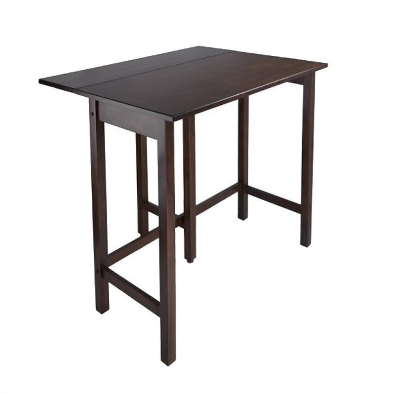 Pemberly Row Transitional Solid Wood Drop Leaf High Dining Table in Walnut