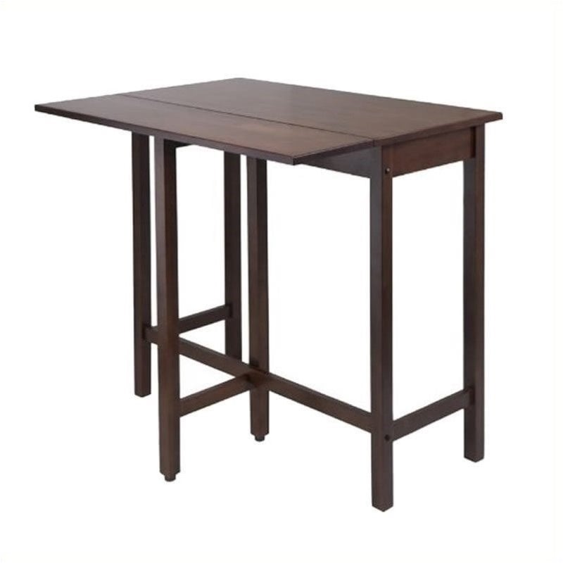 Pemberly Row Transitional Solid Wood Drop Leaf High Dining Table in Walnut