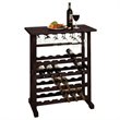 Pemberly Row Transitional Solid Wood Wine Rack and Glass Holder in Dark Espresso
