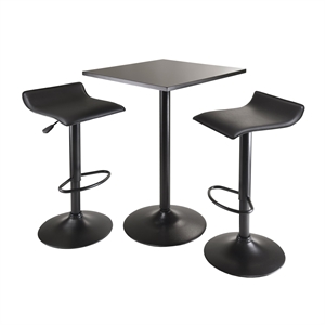 Pemberly Row 3-Piece Square Transitional Metal Dining Set in Black