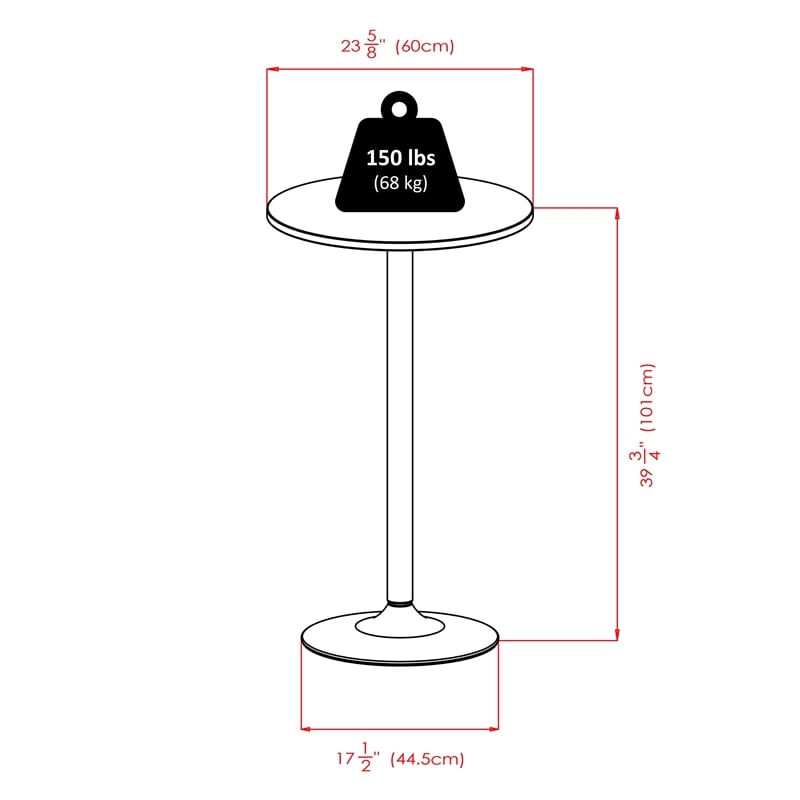 Pemberly Row Transitional Metal Pub Table with Round Top in Black