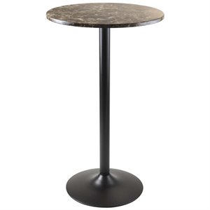 pemberly row round faux marble top pub table in black