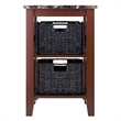 Pemberly Row Transitional Solid Wood Side Table with 2 Baskets in Walnut