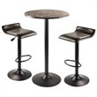 Pemberly Row 3-Piece Round Top Transitional Metal Pub Set in Black/Espresso