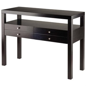 Pemberly Row Transitional Solid Wood Console Table in Espresso