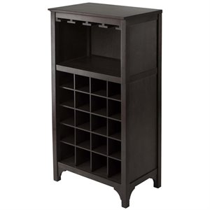 pemberly row modular wine rack cabinet with glass rack in espresso