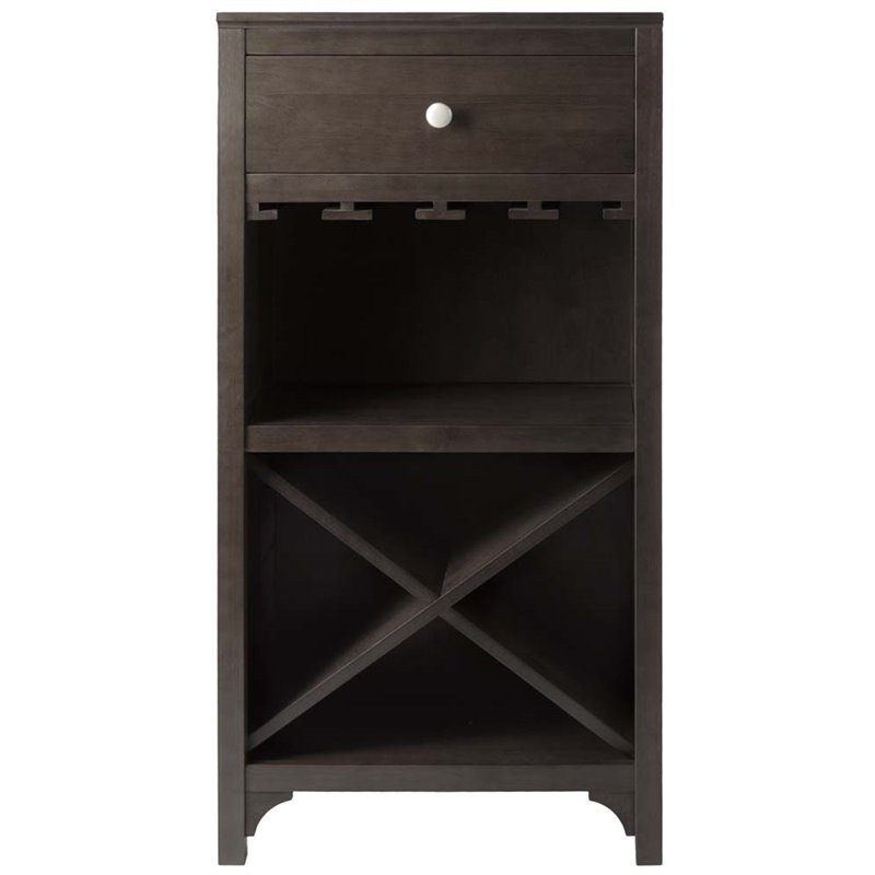 Pemberly Row Transitional Solid Wood Modular Wine Rack Cabinet in Dark Espresso