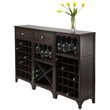 Pemberly Row Transitional Solid Wood Modular Wine Rack Cabinet in Dark Espresso