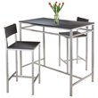 Pemberly Row 3-Piece Metal/Wood Counter Height Dining Set in Black/Gray