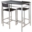 Pemberly Row 3-Piece Metal/Wood Counter Height Dining Set in Black/Gray