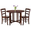 Pemberly Row 3-Piece Round Drop Leaf Solid Wood Dining Set in Antique Walnut