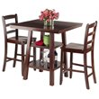 Pemberly Row 3-Piece Square Counter Height Solid Wood Dining Set in Walnut