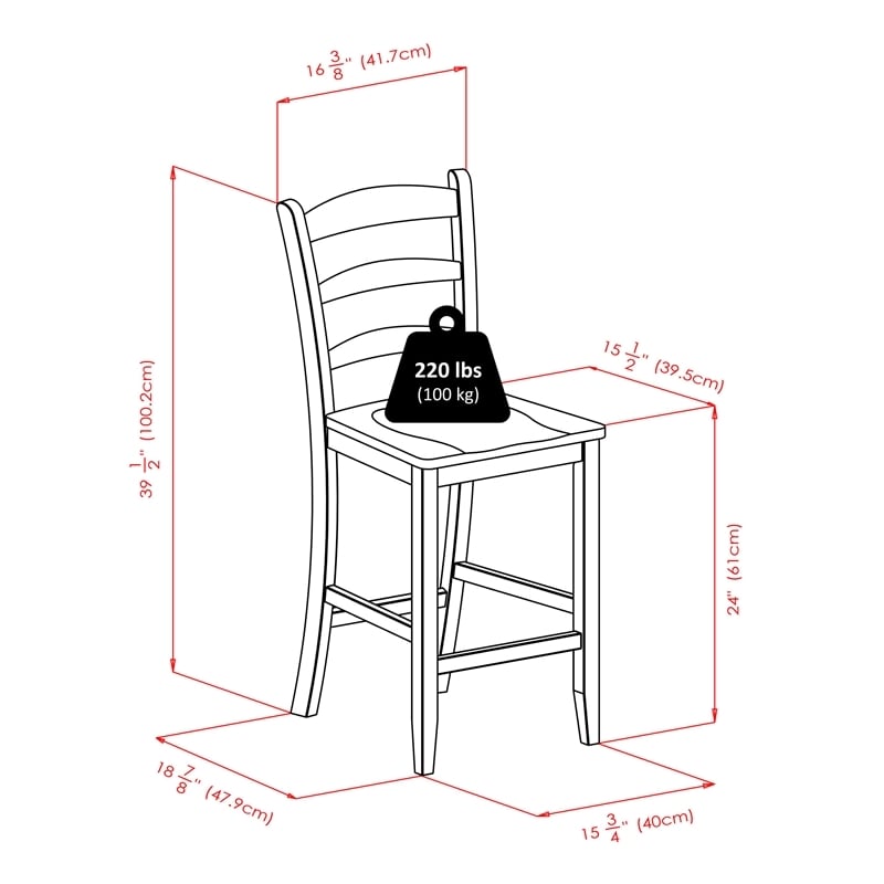 Pemberly Row 3-Piece Square Counter Height Solid Wood Dining Set in Walnut