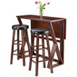 Pemberly Row 3-Piece Drop Leaf Transitional Solid Wood Dining Set in Walnut
