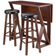 Pemberly Row 3-Piece Drop Leaf Transitional Solid Wood Dining Set in Walnut