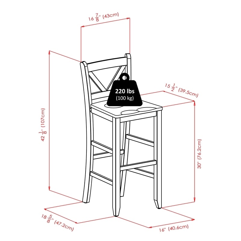 Pemberly Row 3-Piece Square Transitional Solid Wood Pub Set in Walnut
